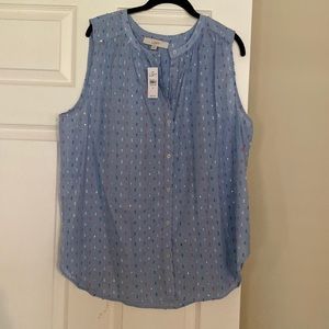 NWT loft chambray sleeves blouse size XL